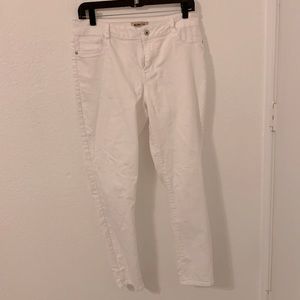White Mid-Rise Ankle Skinny Pants